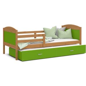 ArtAJ Detská posteľ MATEUSZ P2 drevo / MDF 200 x 90 cm Farba: jelša / zelená 200 x 90 cm