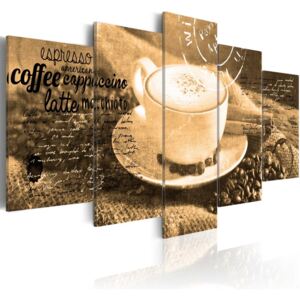 Obraz - Coffe, Espresso, Cappuccino, Latte machiato ... - sepia 100x50