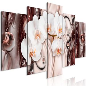 Obraz - Orchid Waterfall (5 Parts) Wide Pink 225x100