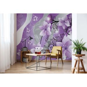 Fototapeta - Flowers Floral Pattern Purple Vliesová tapeta - 206x275 cm