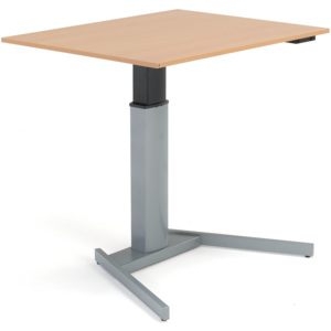 Počítačový stôl Ergo, výškovo nastaviteľný, 1000x800 mm, buk/šedá
