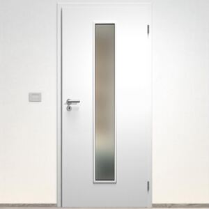 Sapeli Elegant Komfort dvere poldrážkové model 50 CPL laminát farba biela dozický BB sklo sapelux matné 80 cm CPL laminát biela hladká