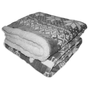 Homeville deka mikroplyš s beránkem 150x200 cm Zimní motiv šedý