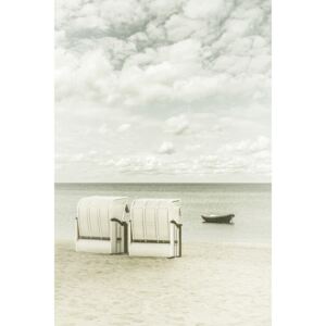 Umelecká fotografia Idyllic Baltic Sea with typical beach chairs | Vintage, Melanie Viola