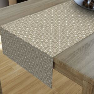 Dekoračný behúň na stôl LONETA - vzor biele línie na svetlo hnedom