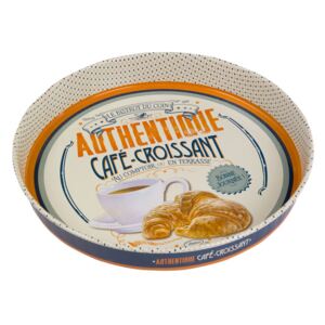 Natives, Vintage, Podnos okrúhly "Café croissant" 34x5 cm, plech, 510280