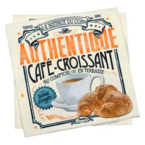 Natives Vintage Servítky 20ks "Café croissant" 33x33 cm, papier, 411110