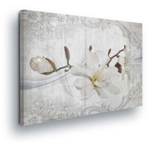 Obraz na plátne - Stone Background with White Flowers III 100x75 cm