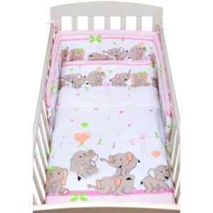 NEW BABY 2-dielne posteľné obliečky New Baby 90/120 cm růžové so sloníky