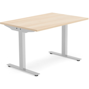 Kancelársky pracovný stôl Modulus, T-rám, 1200x800 mm, dub/strieborná