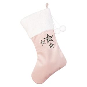 Vianočná čižma s hviezdičkami - Powder pink/silver