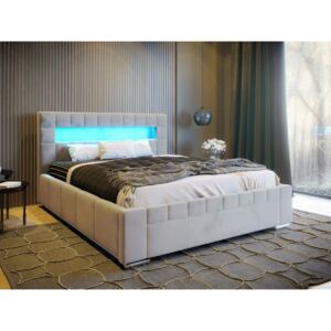 PROXIMA.store - Manželská čalúnená posteľ VEGAS - sivá - LED podsvietenie ROZMER: Pre matrac 160 x 200 cm