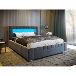 PROXIMA.store - Manželská čalúnená posteľ VEGAS - tmavosivá - 160/180 - LED podsvietenie Veľkosť postele: Pre matrac 160 x 200 cm