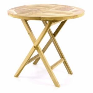 Záhradný stôl sklopný DIVERO z teakového dreva - Ø 80 cm