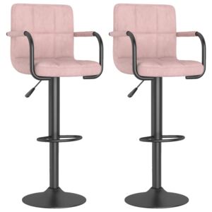 Barové stoličky 2 ks ružové zamatové