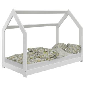 AMI nábytok Detská posteľ DOMČEK D2 80x160cm masív biela