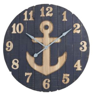 Drevené nástenné hodiny s kotvou Anchor- Ø90*6cm