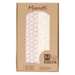 Mamatti Detská bavlněná deka s minky, Rozeta - 75 x 90 cm, růžová-ecru