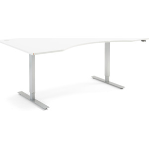 Výškovo nastaviteľný stôl Flexus, s vykrojením, 2000x1000 mm, biela