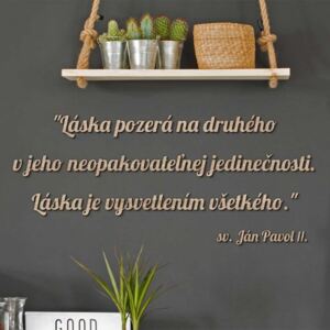 Drevený citát o láske od sv. Jána Pavla II