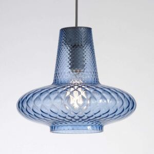 Sklenená závesná lampa Giulietta, modrá