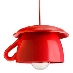 Tazza – červená keramická závesná lampa do kuchyne
