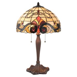 Stolná lampa 5925 v štýle Tiffany, krémovo červená