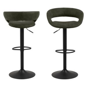 Dizajnová barová stolička Natania, olivovo zelená a čierna
