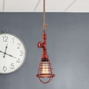Závesná lampa v priemyselnom dizajne červená