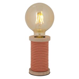 Stolná lampa Max s dreveným podstavcom oranžová