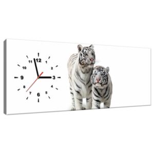 Obraz s hodinami Biele tigre 100x40cm ZP1270A_1I