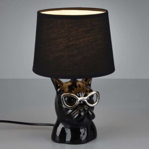 Stolná lampa Dosy s tvárou psa, čierna