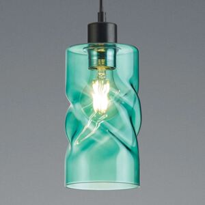 Závesná lampa Swirl zo skla 1-pl. tyrkysová