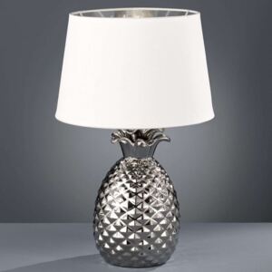 Strieborno-biela keramická stolná lampa Pineapple