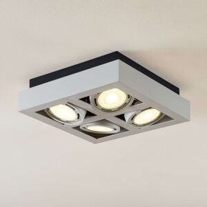 LED stropná lampa Ronka, 4 svetlá, štvorcová/biela