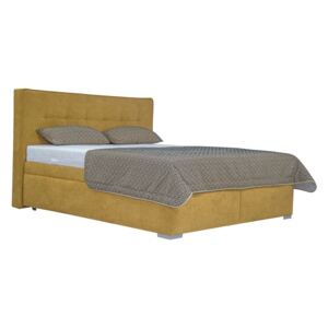 BLANÁŘ Trent 180 čalúnená manželská posteľ s roštom a matracom zlatá / vzor