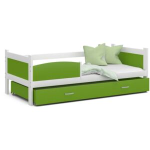Detská posteľ so zásuvkou TWISTER M - 190x80 cm - zeleno-biela