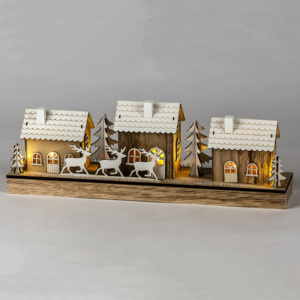 Vianočná drevená dedinka Deers 43,5 cm, 7 LED