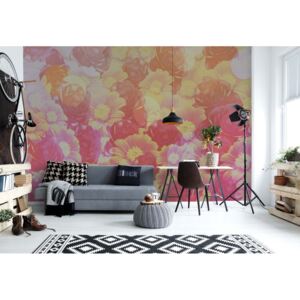 GLIX Fototapeta - Pink Orange Flowers Vliesová tapeta - 254x184 cm