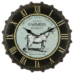 Kovové hodiny s kozou Farmers - Ø 30 * 4 cm / 1xAA