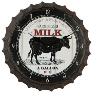 Kovové hodiny s kravou Farmers - Ø 35 * 4 cm / 1xAA