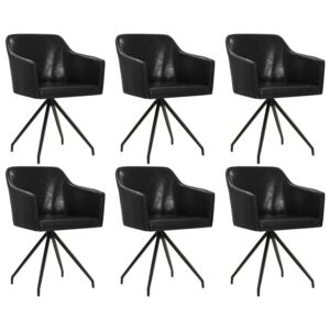 Jedálenské stoličky z umelej kože 6 ks otočné čierne