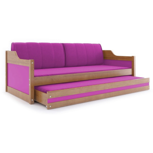 Detská posteľ s prístilkou CASPER 2, 90x200, grafit/ružová