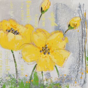 Falc Ručne maľovaný obraz - Žltý mak 1, 60x60 cm