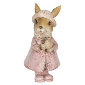 Dekorácie králičie slečny v kabátiku s kačičkou - 8 * 6 * 13 cm