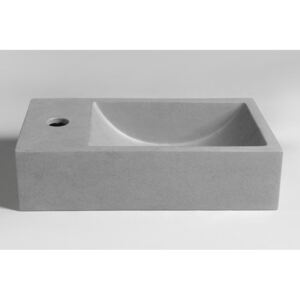 SAPHO - CREST L betonové umyvadlo včetně výpusti, 40x22 cm, šedá žíhaná (AR406)