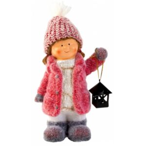 Zimné ružové dieťa s lampášom 23 cm | Dva druhy S bielym kabátom