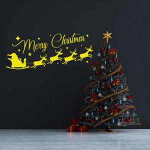 GLIX Merry Christmas Santa II. - nálepka na stenu Žltá 50 x 20 cm