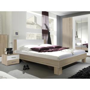 Manželská posteľ 180 cm Verwood Typ 52 (sonoma + biela) (s noč. stolíkmi). Akcia -42%. Vlastná spoľahlivá doprava až k Vám domov
