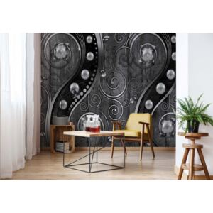 GLIX Fototapeta - Luxury Ornamental Design Pearls Black And Grey Vliesová tapeta - 254x184 cm